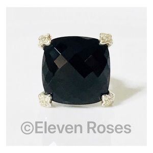 David Yurman Onyx & Diamond Cushion On Point Ring